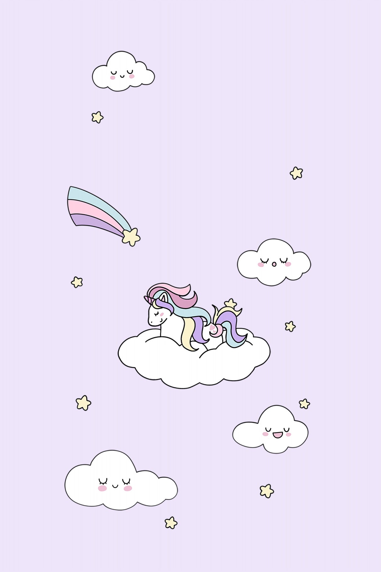 Kawaii Unicorn Poster och Canvastavla