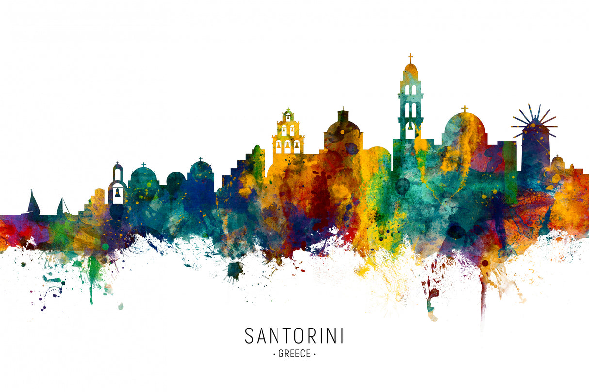 Santorini Skyline Poster och Canvastavla