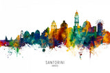 Santorini Skyline Poster och Canvastavla