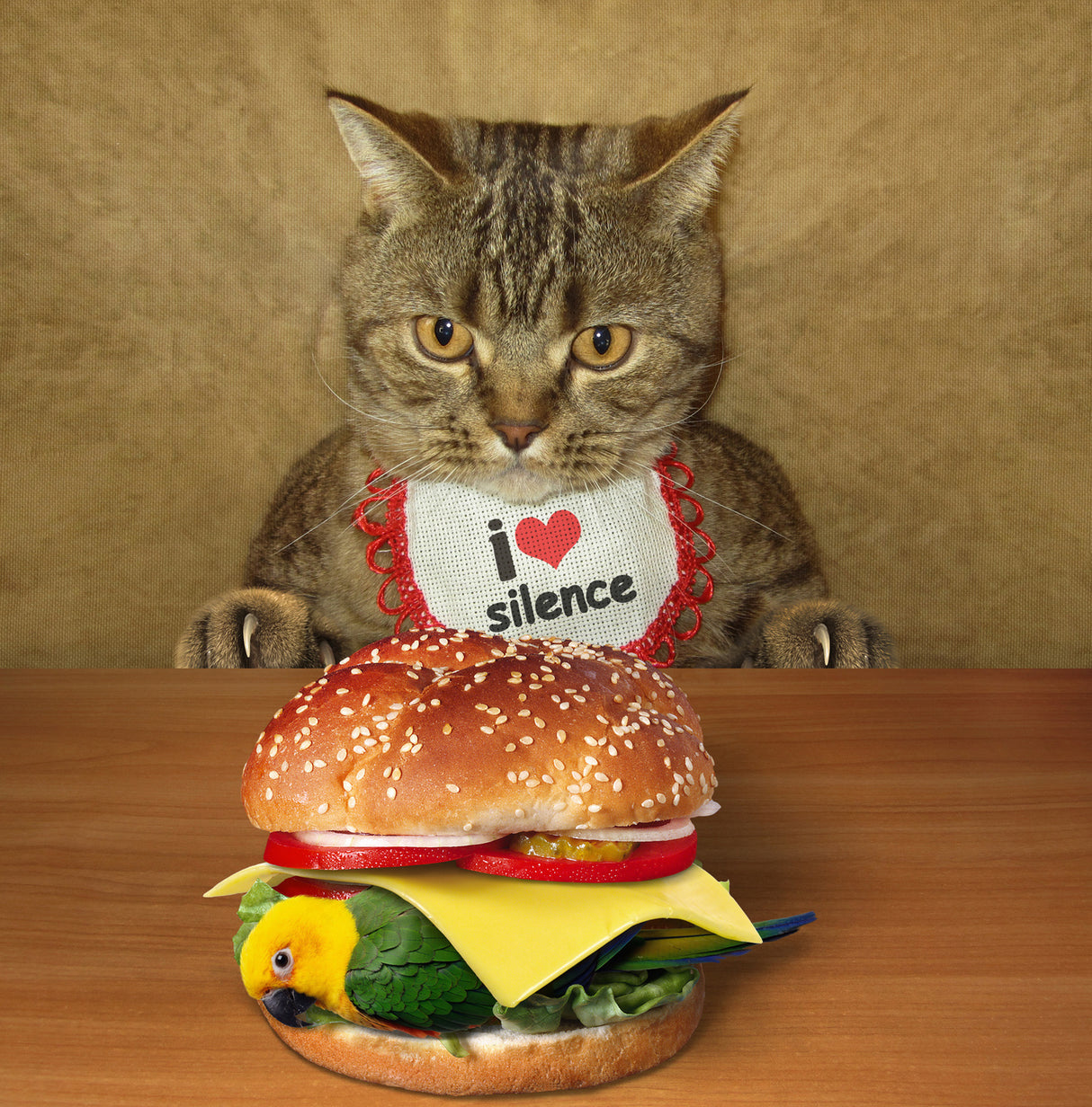 Cat and birdburger.... Poster och Canvastavla