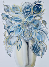 Azul Floral Poster och Canvastavla