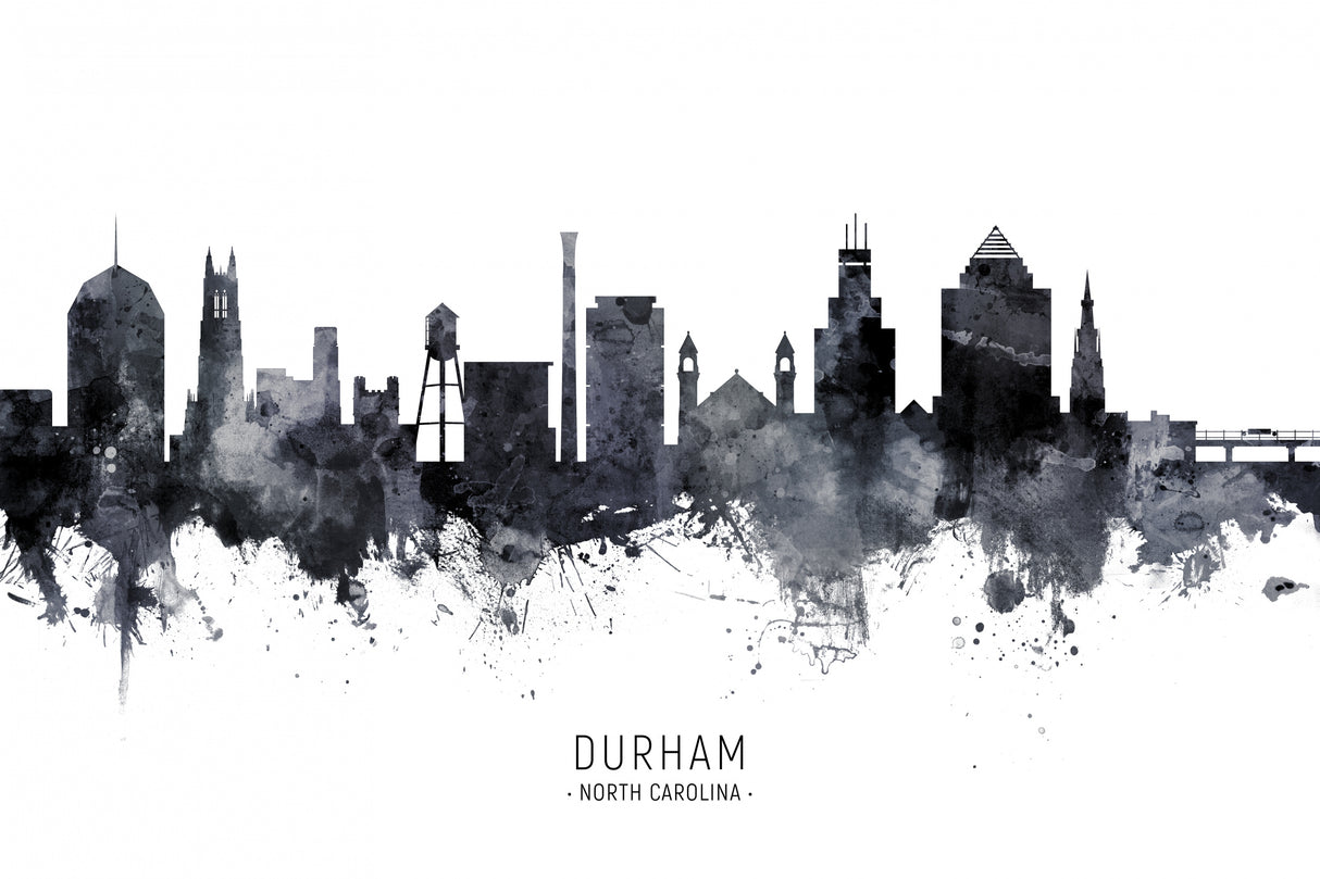 Durham North Carolina Skyline Poster och Canvastavla