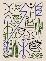 Line Art Bizarre Village Symbol Poster och Canvastavla