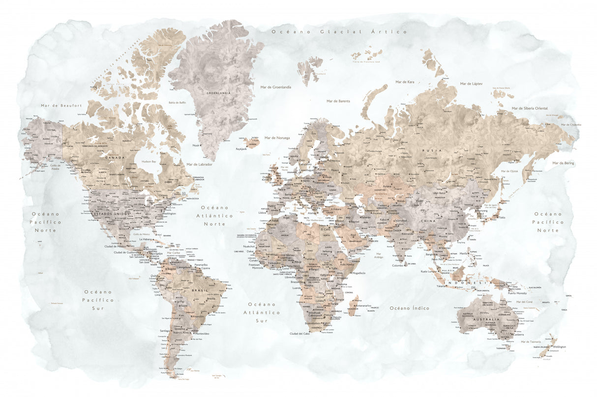 Calista world map in Spanish Poster och Canvastavla