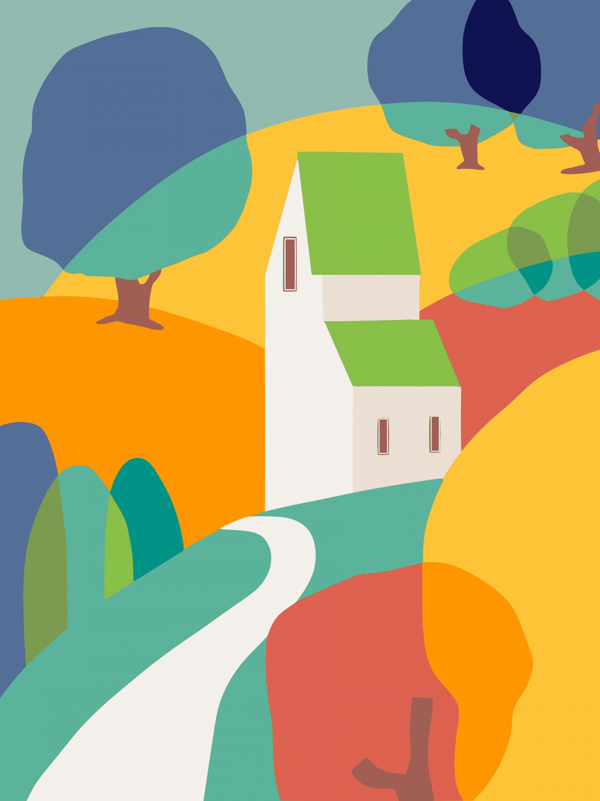 Hill Road Cottage Poster och Canvastavla