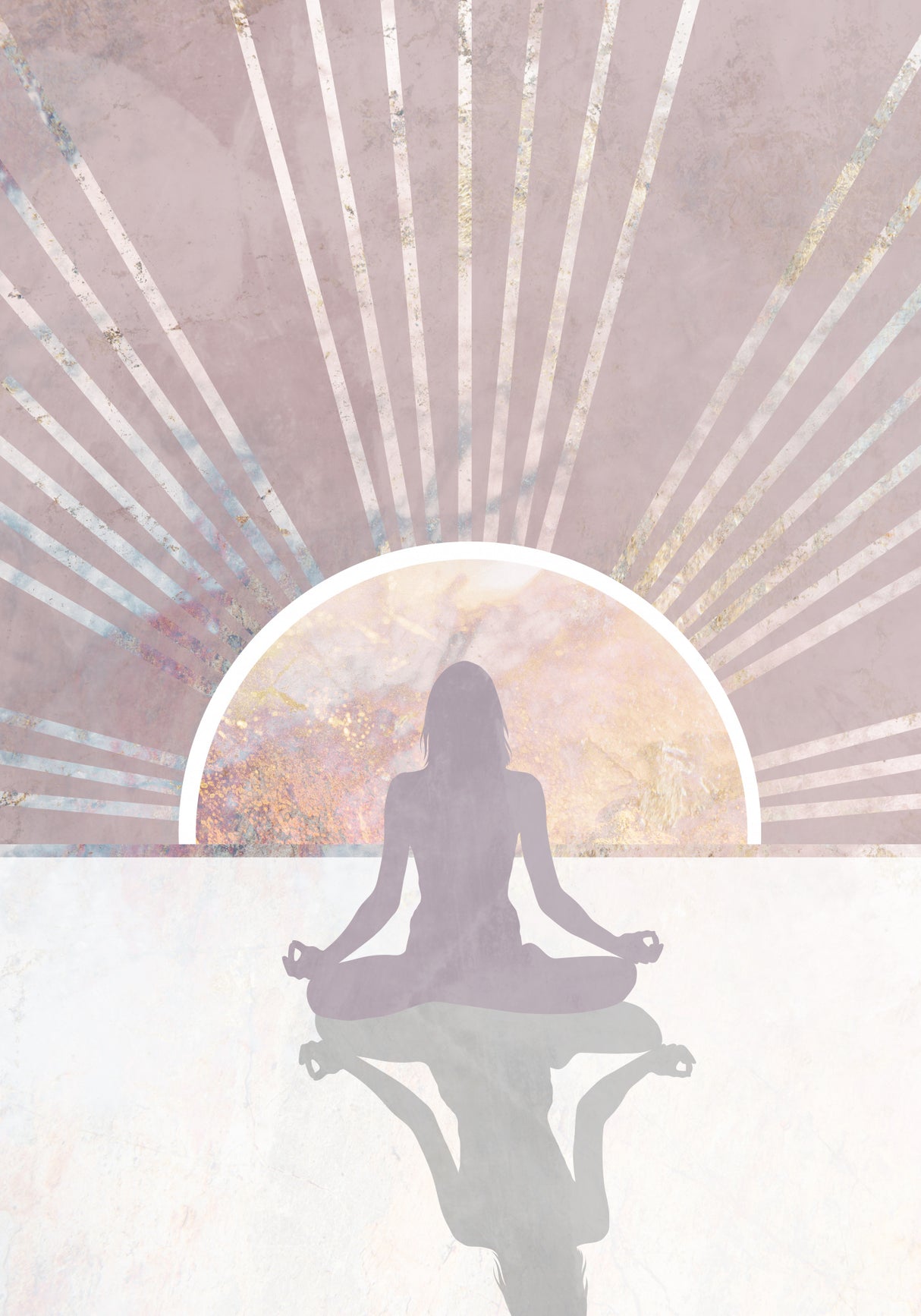 Pink Gold Sun Yoga 3 Poster och Canvastavla