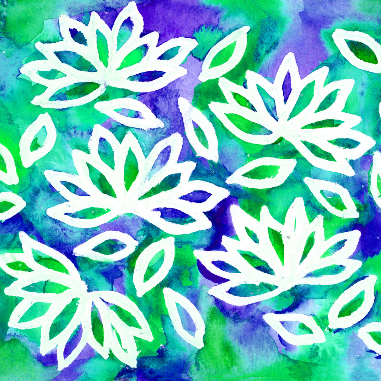 Lotus Flower Blue Green Poster och Canvastavla