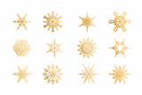 Twelve geometric snowflakes in gold Poster och Canvastavla
