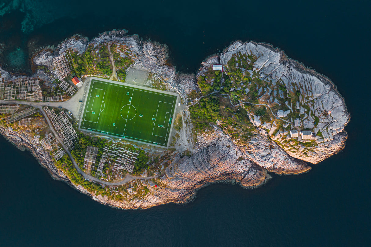 Football field on the edge of the world Poster och Canvastavla