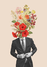 Man In Red Flowers Poster och Canvastavla