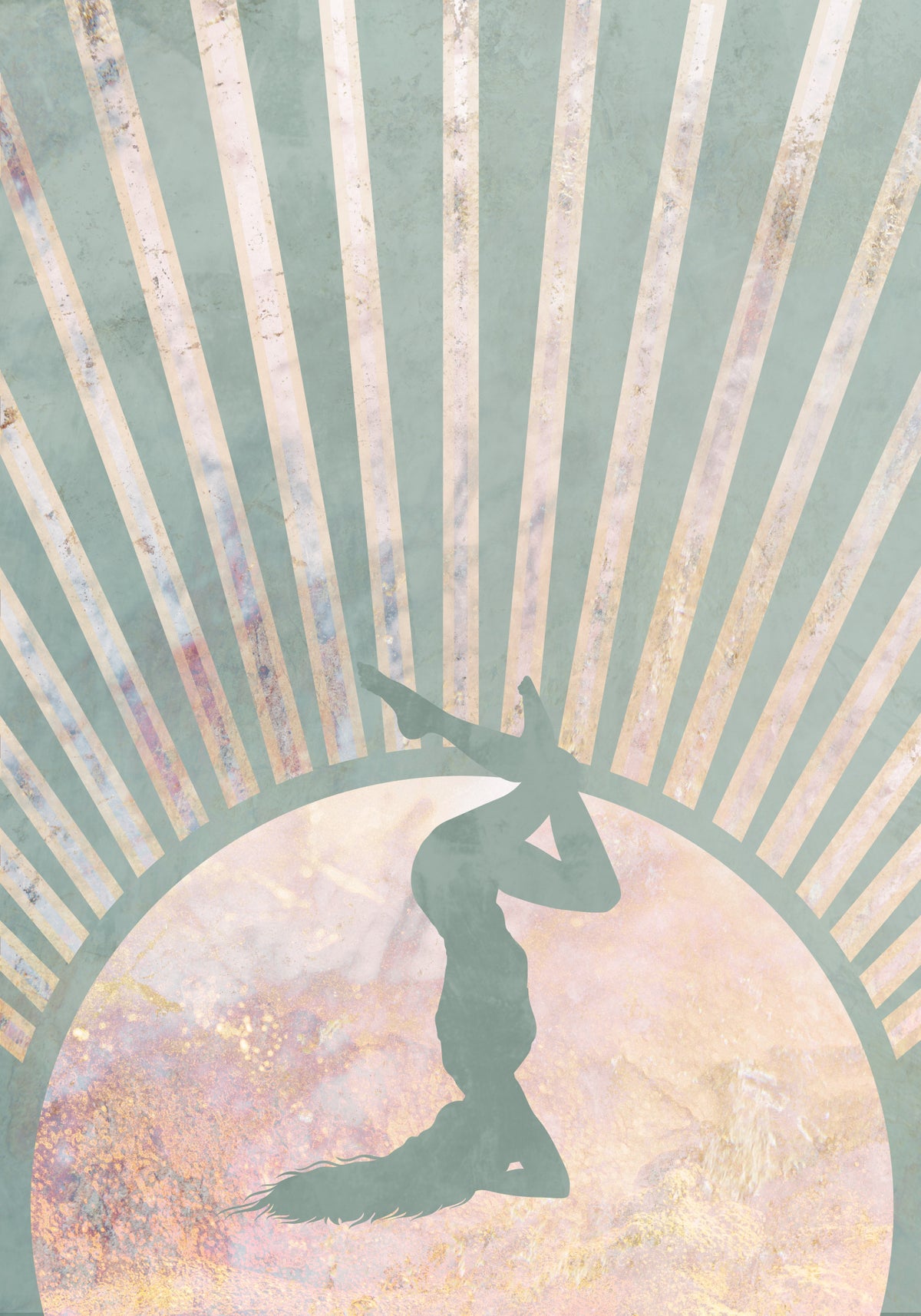 Yoga Boho Sun Rise Green 4 Poster och Canvastavla