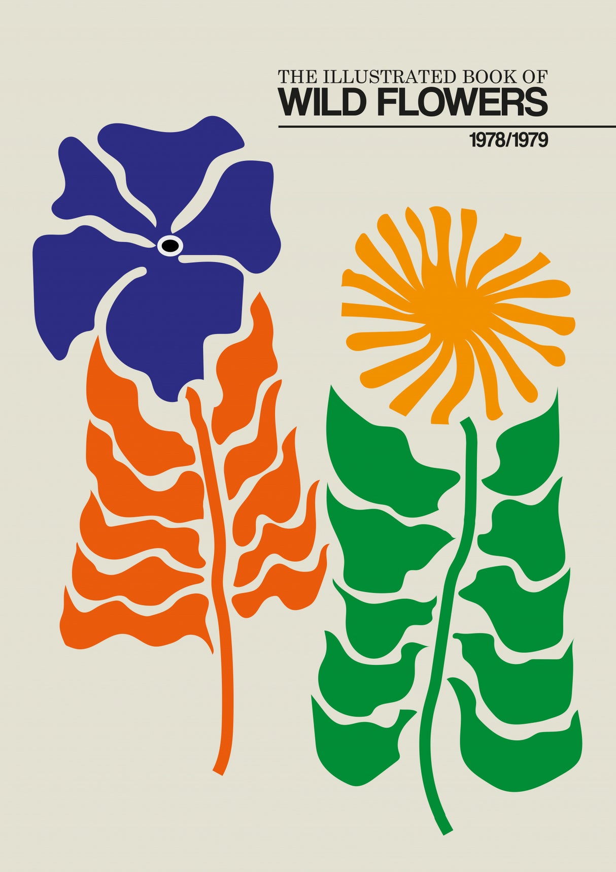 The Illustrated Book Of Wild Flowers Vol.2 Greige Poster och Canvastavla