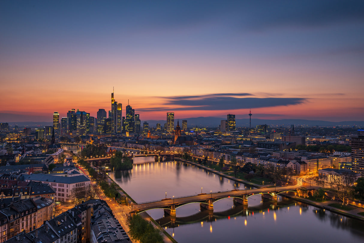 Frankfurt Skyline at sunset Poster och Canvastavla