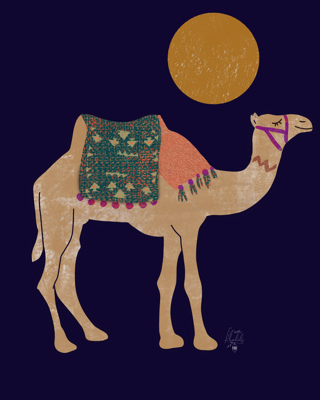 Camel and Moon   Erum Khalili.png Poster och Canvastavla