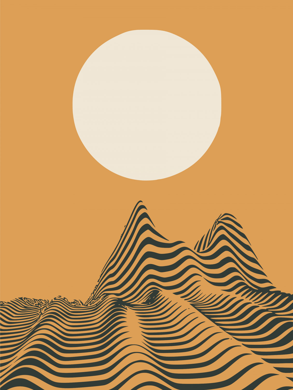 Desert Sand Wave and Sun Poster och Canvastavla