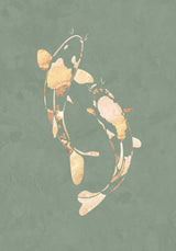 Sage Green Gold Koi Fish 2 Poster och Canvastavla