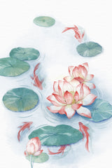 Lotus Pond Watercolor Lock Poster och Canvastavla
