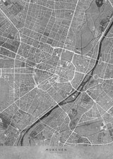 Gray vintage map of Munich downtown Germany Poster och Canvastavla