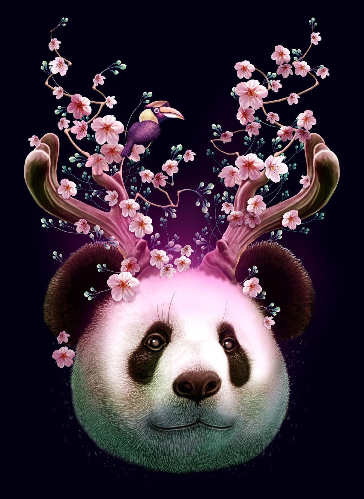 panda horns up Poster och Canvastavla