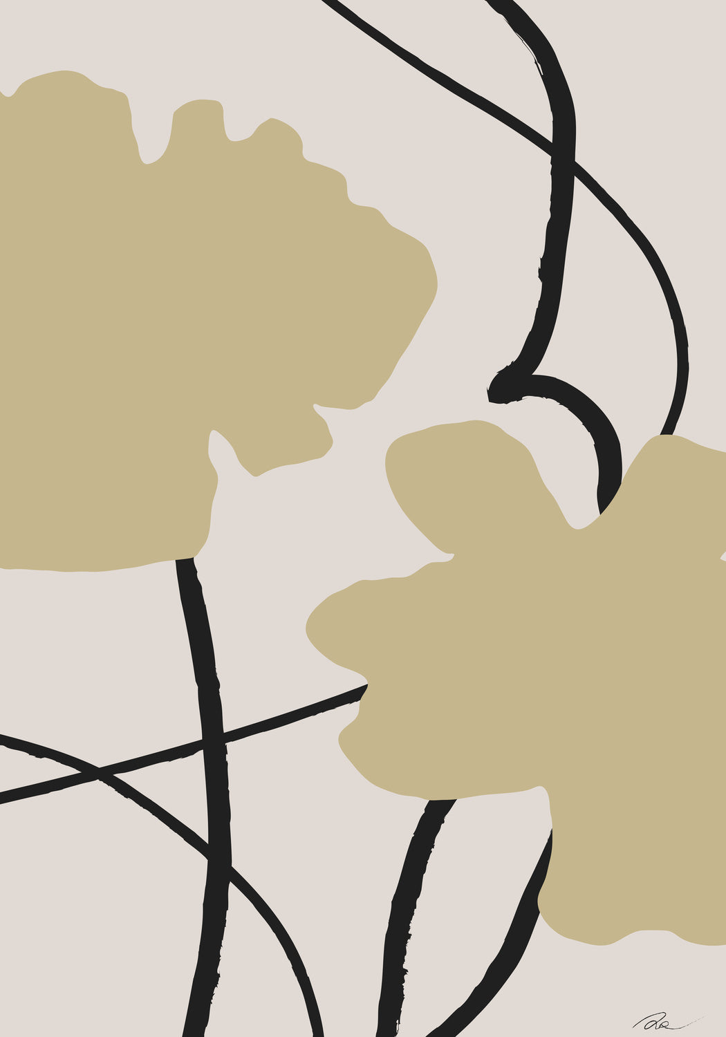 Beige Flowers 02 Poster och Canvastavla