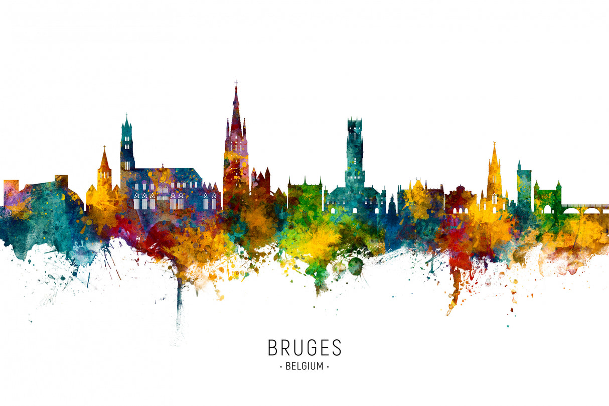 Bruges Belgium Skyline Poster och Canvastavla