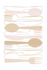 Peach Cutlery Poster och Canvastavla