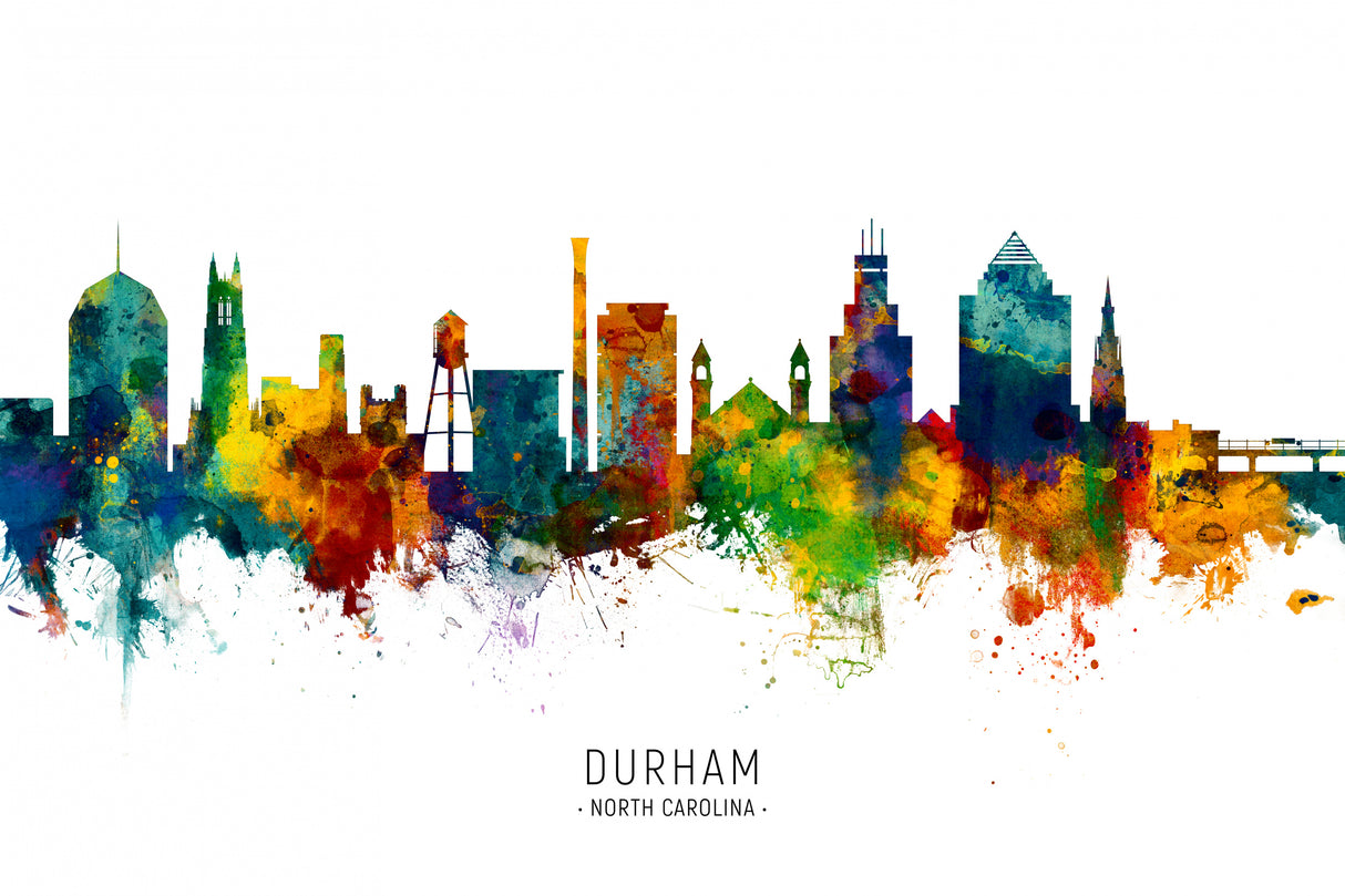 Durham North Carolina Skyline Poster och Canvastavla