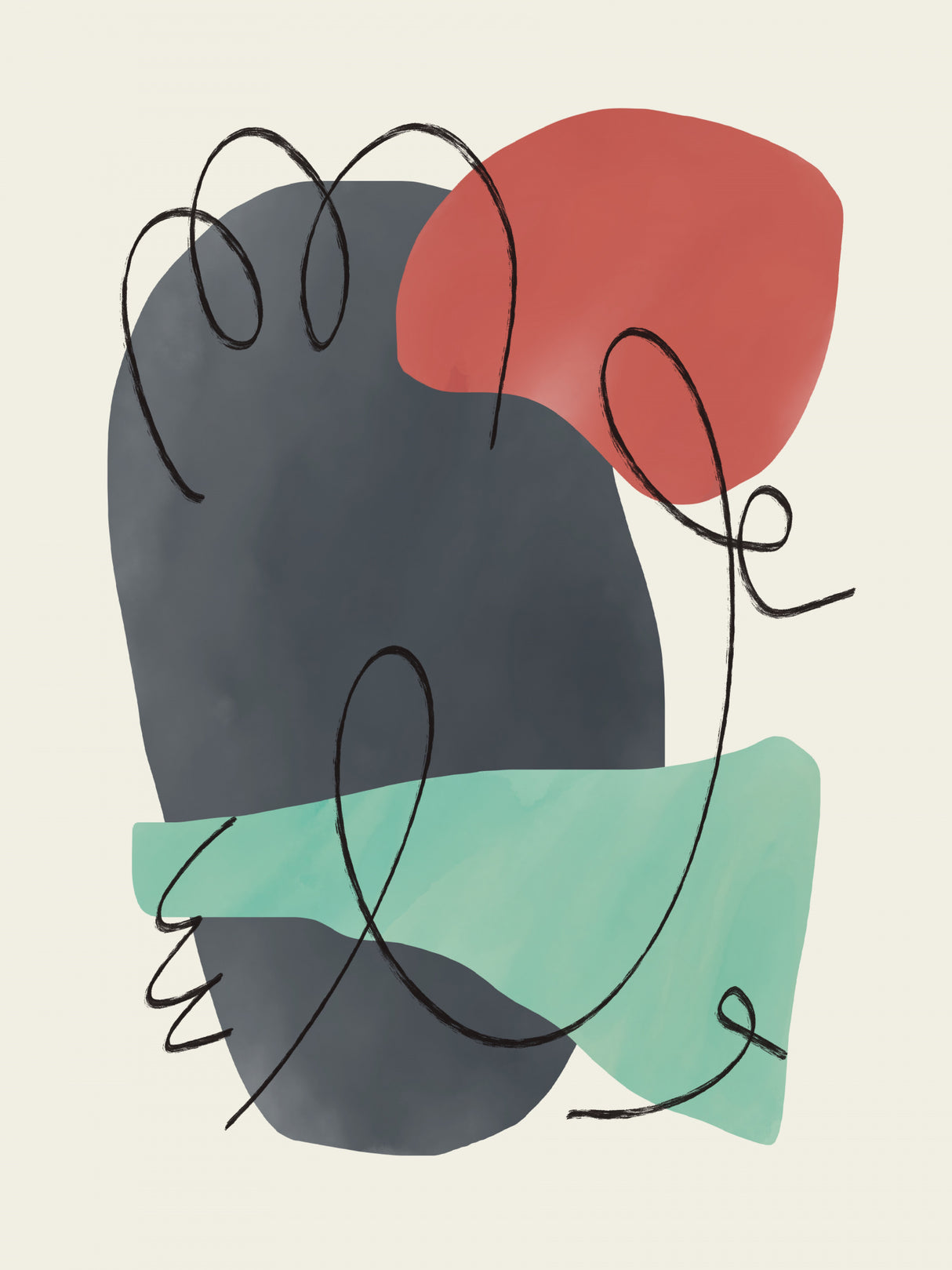 Watercolor Organic Shapes 3 Poster och Canvastavla