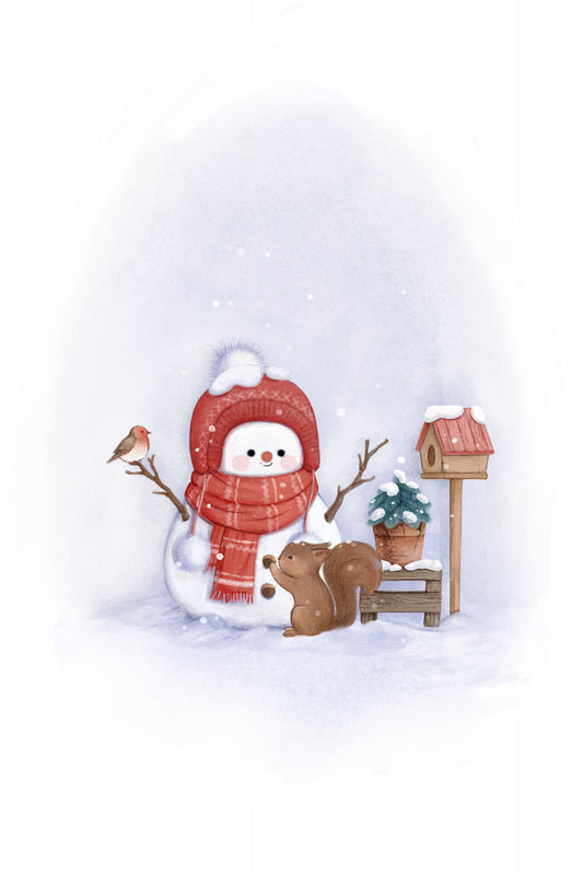 Snowman and Little Friends Poster och Canvastavla