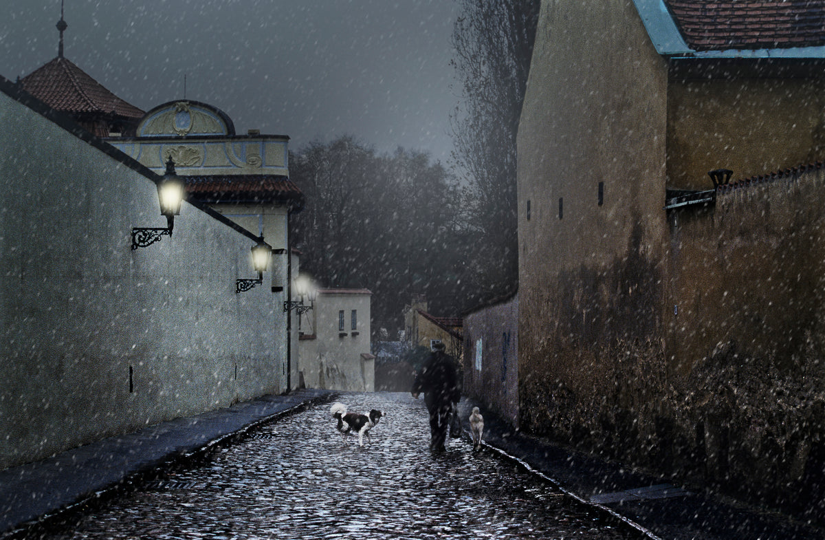 Winter evening in Prague Poster och Canvastavla