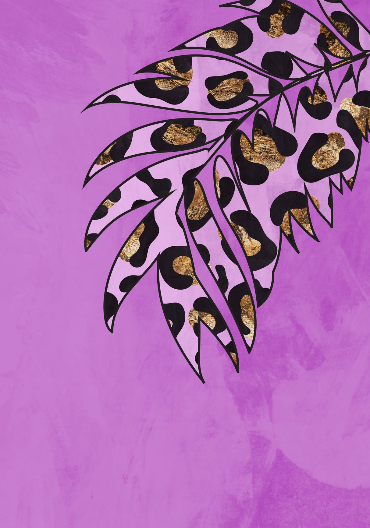 Pink leopard print palm leaf Poster och Canvastavla