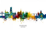 Fribourg Switzerland Skyline Poster och Canvastavla