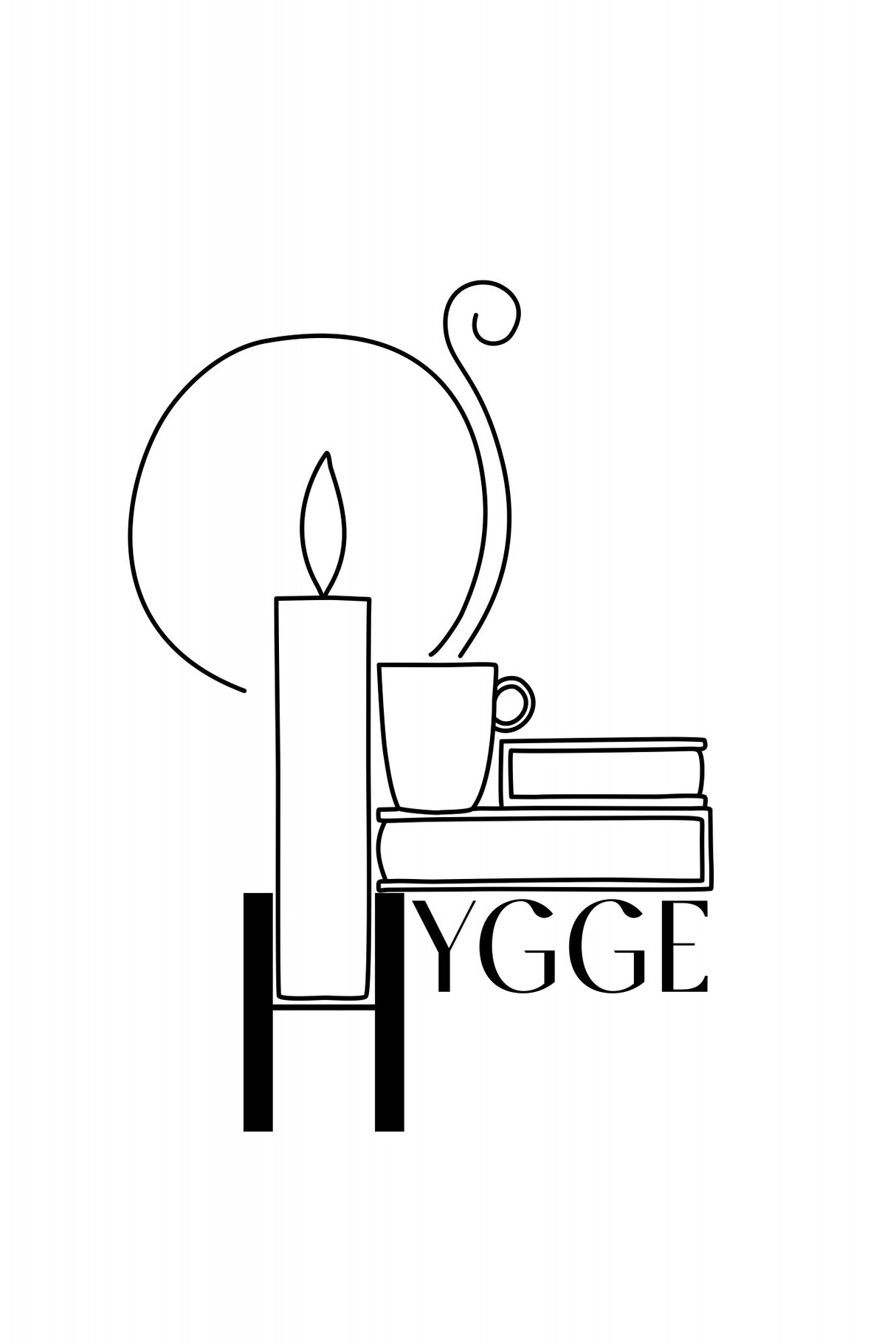 Hygge line art illustration Poster och Canvastavla