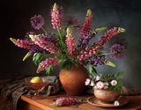 Still life with a bouquet of lupine Poster och Canvastavla