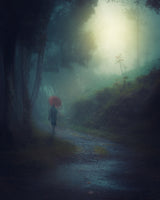 Woman with red umbrella Poster och Canvastavla