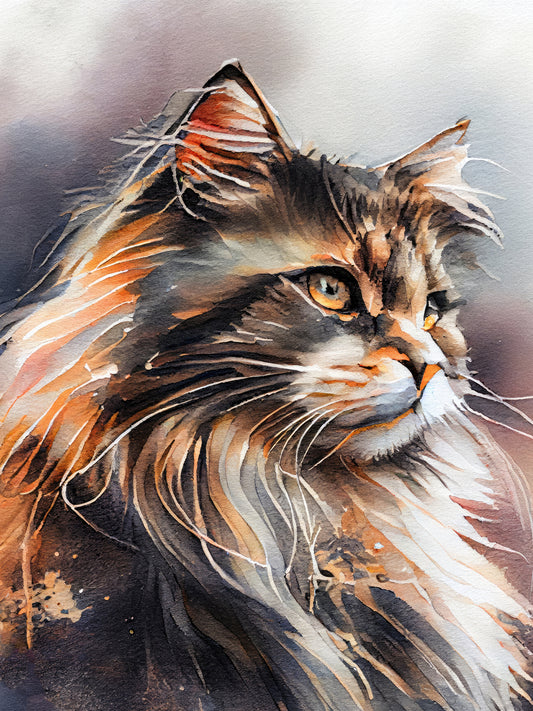 Cat watercolor painting animal Poster och Canvastavla
