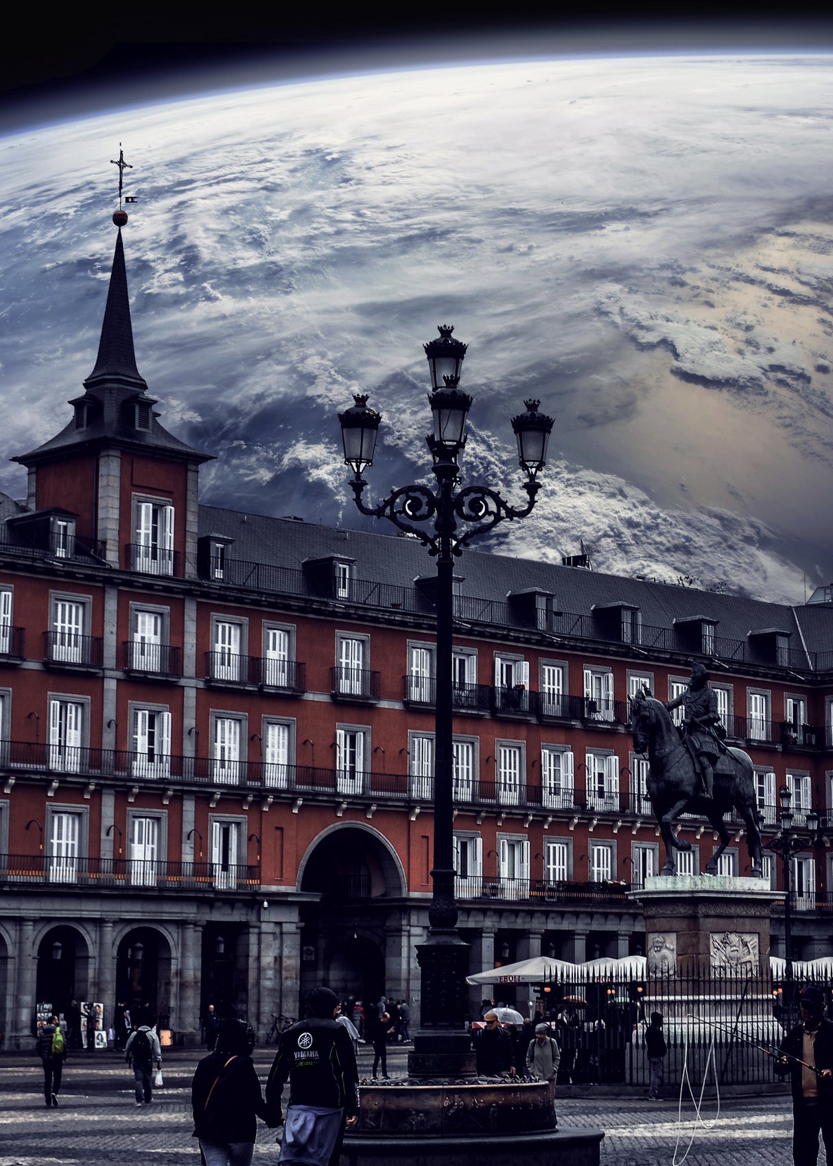 Plaza Mayor Madrid Space Poster och Canvastavla