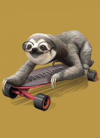 sloth on skateboard Poster och Canvastavla