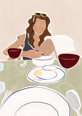 Woman Dining In a Restaurant Print By Ivy Green Illustrations Poster och Canvastavla