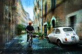 Cyclist in the alley Poster och Canvastavla