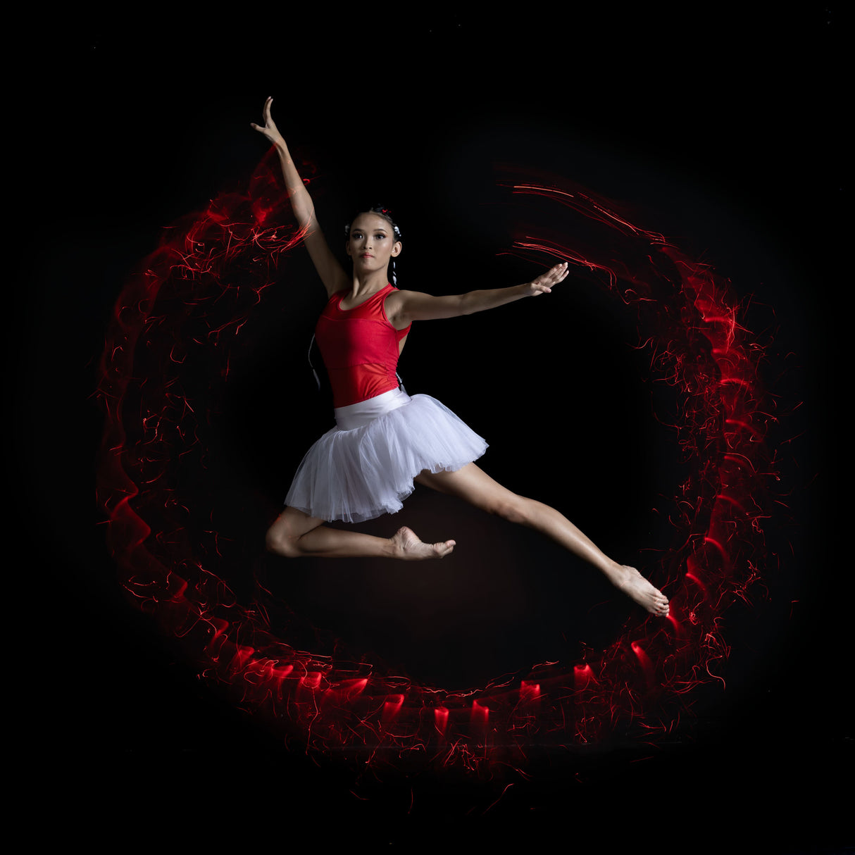 Ballerina with red light lamp Poster och Canvastavla