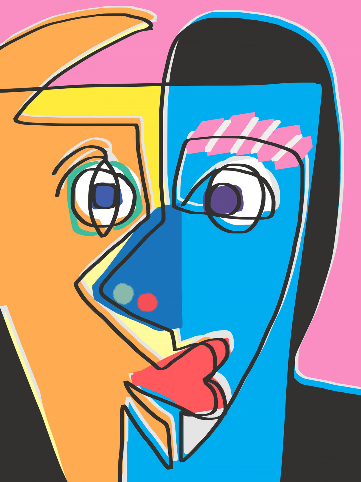 Abstract Cubism Portrait Poster och Canvastavla