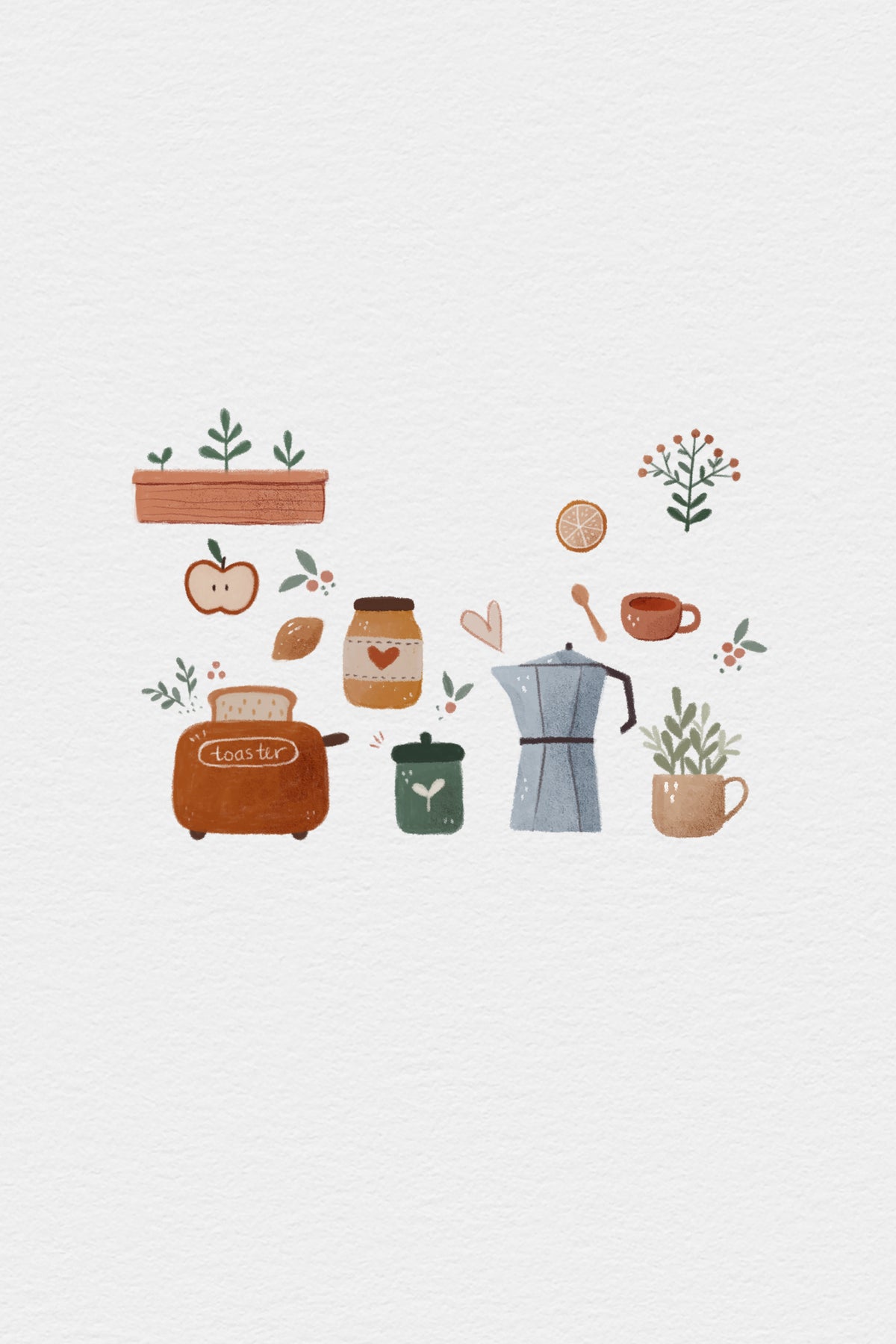 Kitchen Set Illustration Poster och Canvastavla