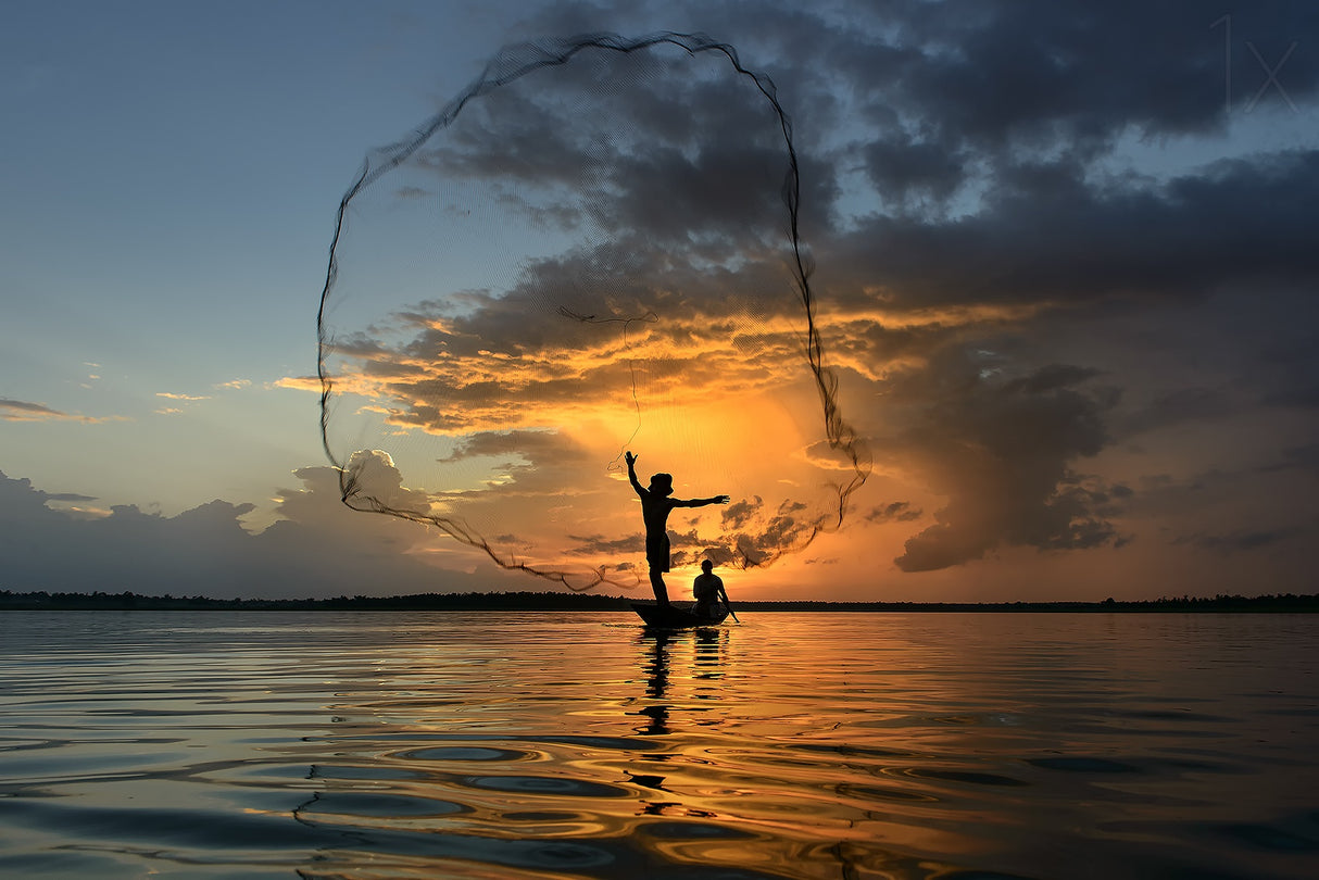 nets in sunset Poster och Canvastavla