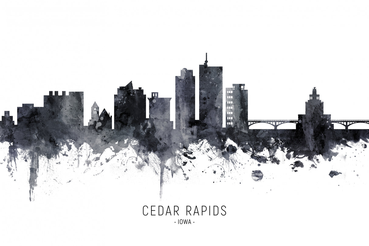Cedar Rapids Iowa Skyline Poster och Canvastavla