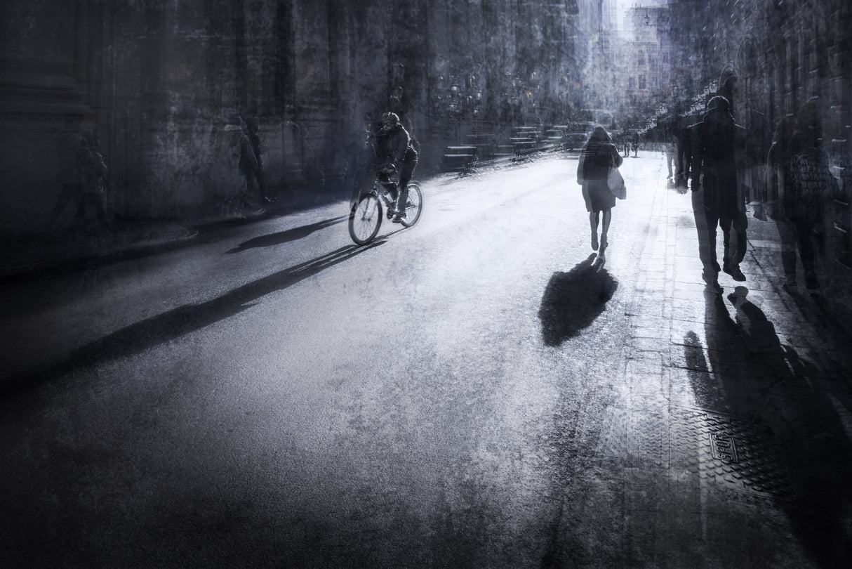 Cycling in the alley Poster och Canvastavla