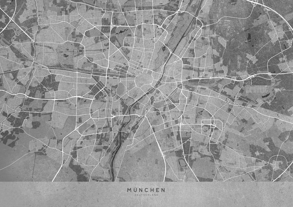 Gray vintage map of Munich Germany Poster och Canvastavla