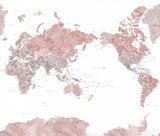 Pacific-centered world map with cities, Piper Poster och Canvastavla
