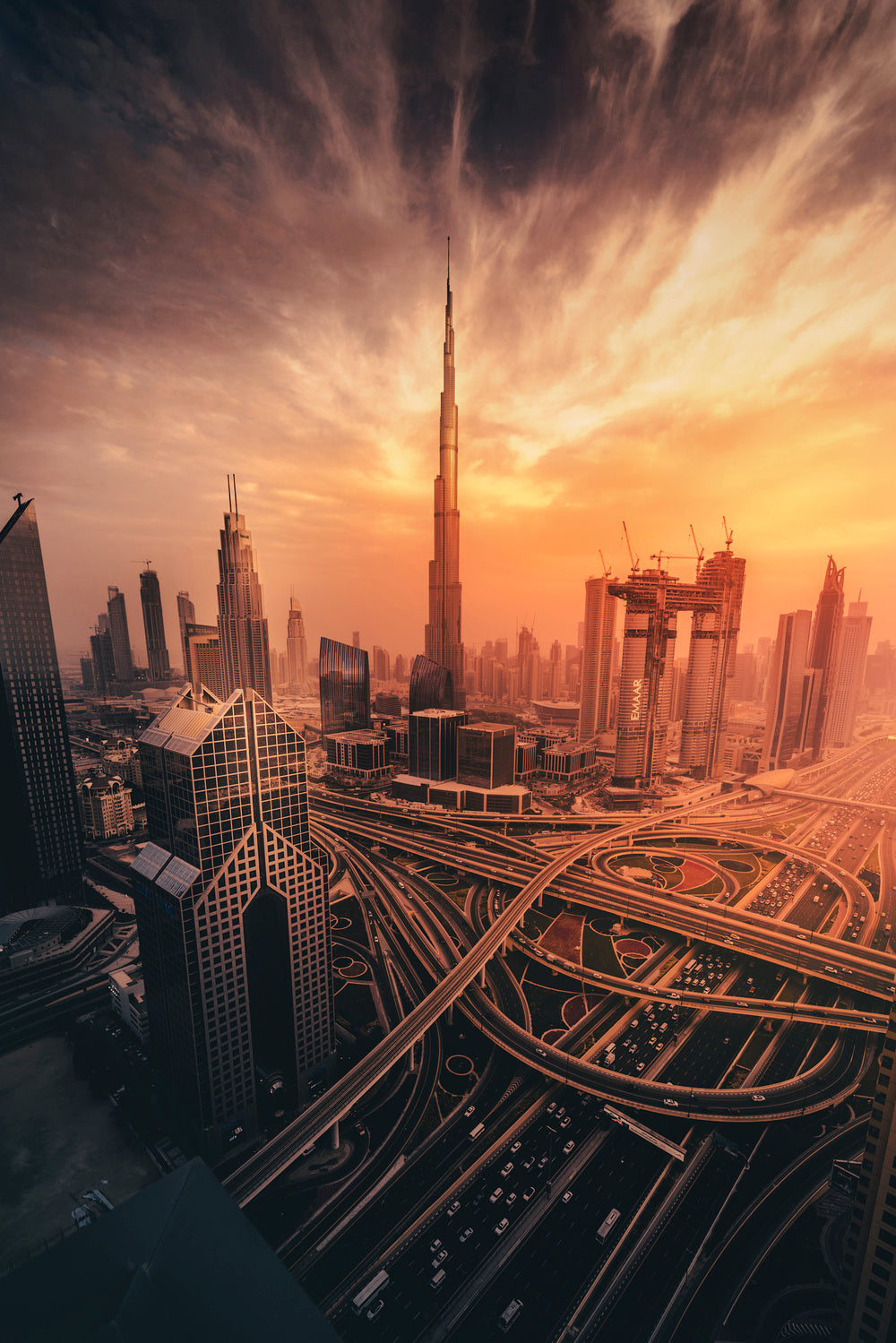 Dubai's Fiery sunset Poster och Canvastavla