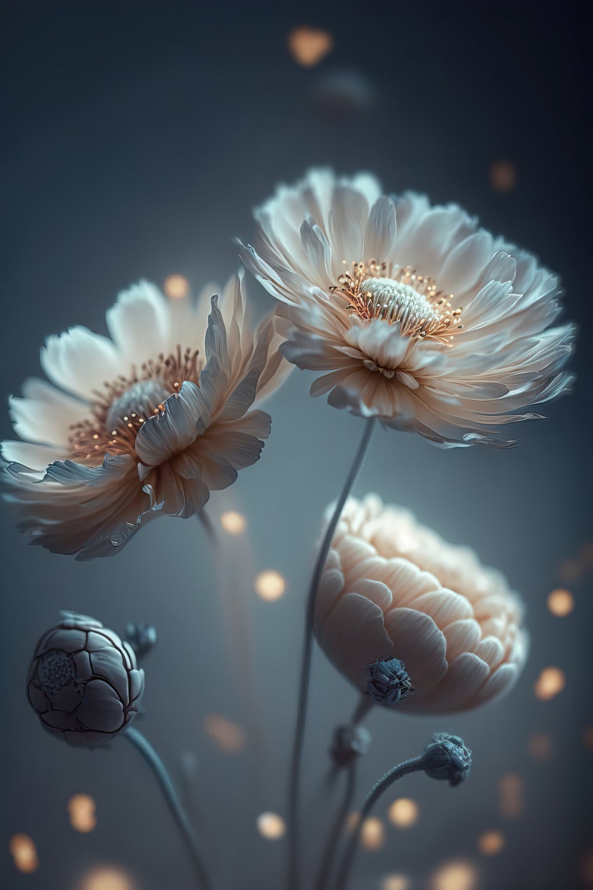 Flowers At Night Poster och Canvastavla